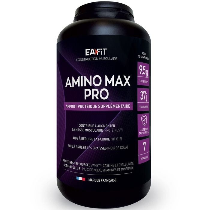 Amino Max pro 375 comprimés : peptides de protéines a assimilation rapide pour compléter les apports de la journée.
