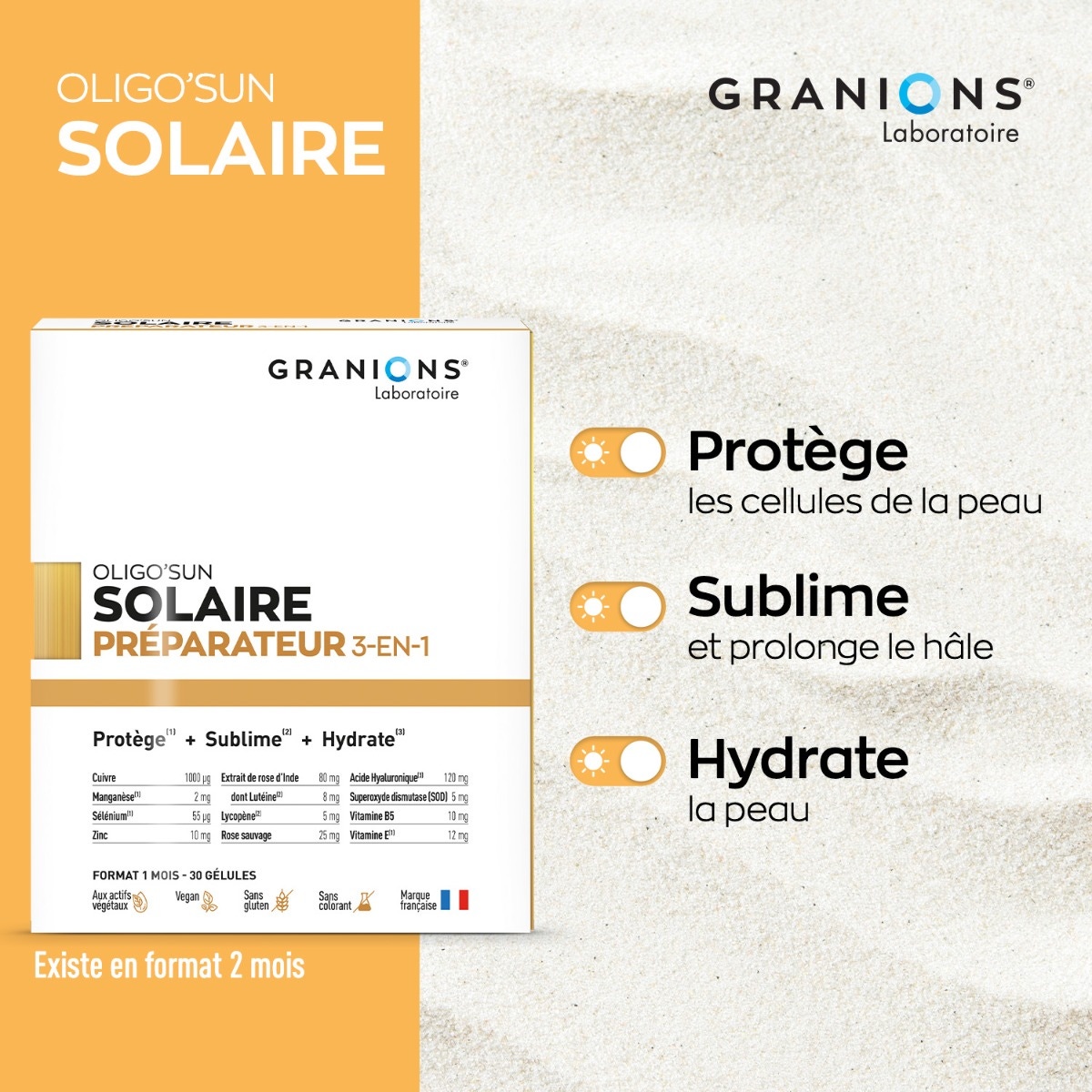 Oligo'Sun - Préparateur Solaire 3-en-1 - Format 1 mois