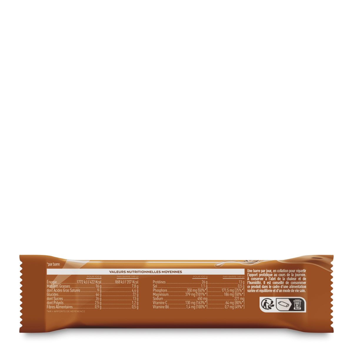 la barre protéines vitamines - dos