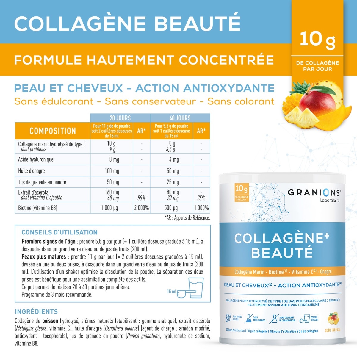 Granions - Collagène+ Beauté goût tropical