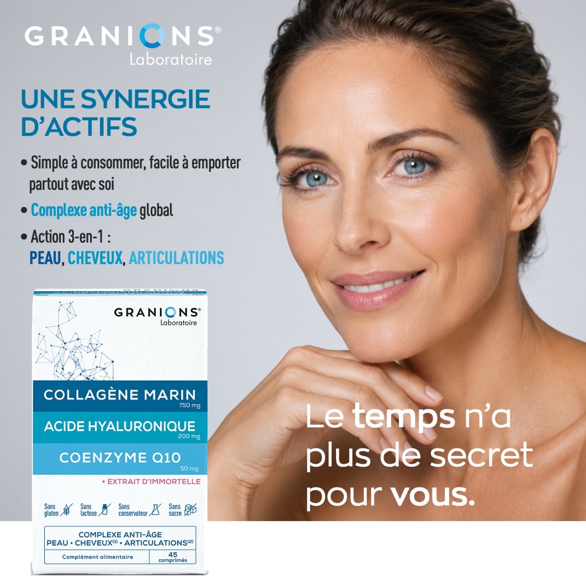 GRANIONS - Collagen, Hyaluronic Acid & Coenzyme Q10 Complex - 60 tablets